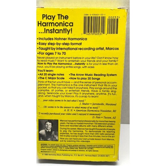 How to Play Harmonica Instantly VHS Learn Video 1988 Absolute Beginner Vol 1 - Picture 2 of 7